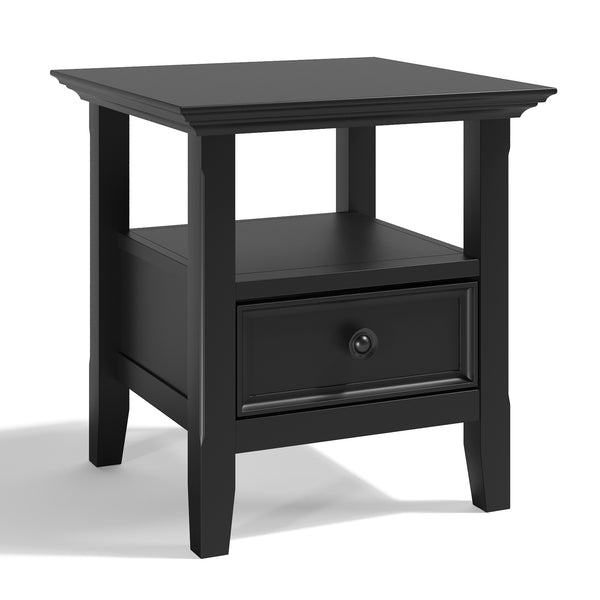 English Elm Amherst End Table - Handcrafted Black Wood Table With Storage Drawer & Transitional Design Style B136P158316