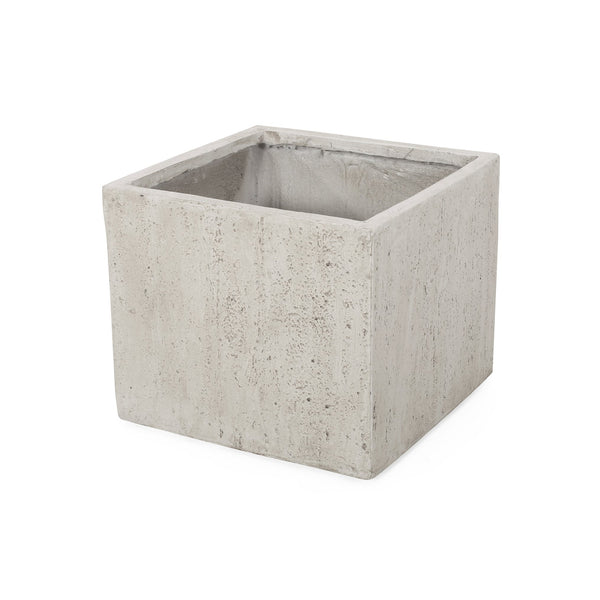 English Elm Ella Outdoor Square Mgo Planter Stone Finish Handcrafted Patio Entryway Large Box 70628.00WHI