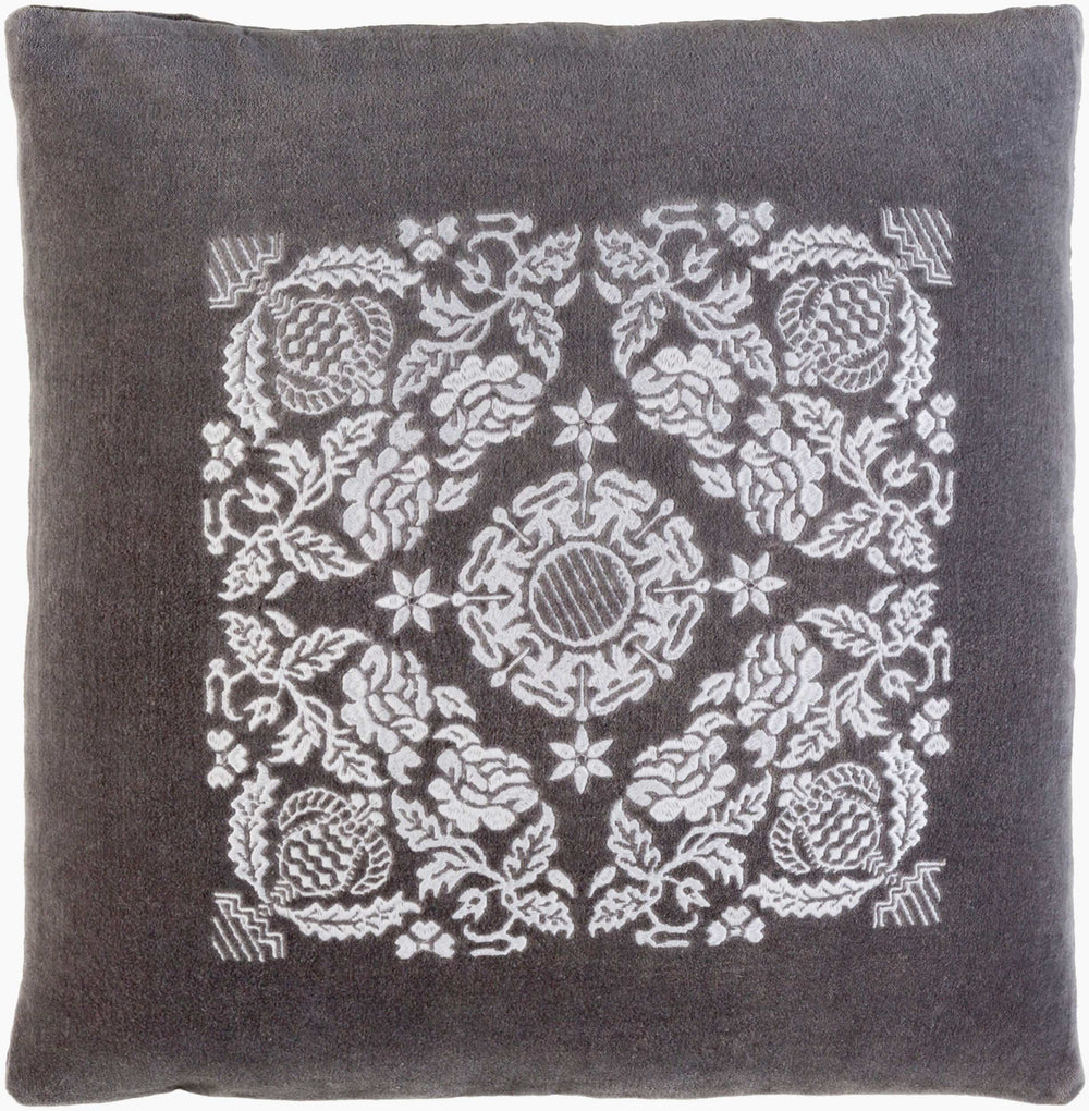 Surya Smithson Traditional 18"L X 18"W Accent Pillow - Elegant Cotton Decor For Home & Office Comfort Charcoal Cotton,Cotton Smi003-2222p