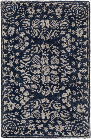 Surya Smithson Handmade 2' X 3' Rug – Luxurious New Zealand Wool, Soft Comfort, Ideal For High Traffic Areas Dark Blue Nz Wool Smi2112-23