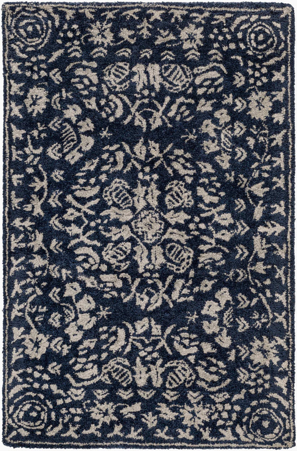 Surya Smithson Handmade 2' X 3' Rug – Luxurious New Zealand Wool, Soft Comfort, Ideal For High Traffic Areas Dark Blue Nz Wool Smi2112-23