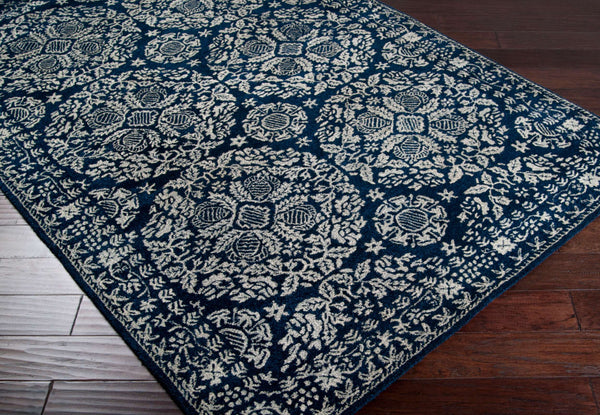 Surya Smithson Handmade 2' X 3' Rug – Luxurious New Zealand Wool, Soft Comfort, Ideal For High Traffic Areas Dark Blue Nz Wool Smi2112-23