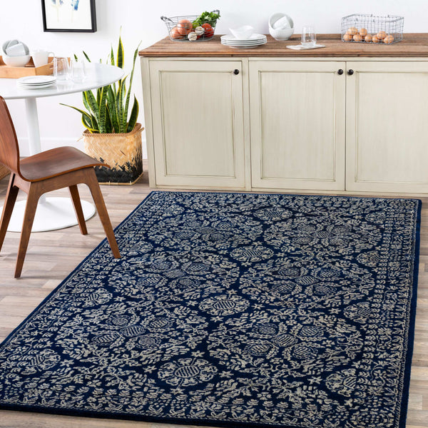 Surya Smithson Handmade 2' X 3' Rug – Luxurious New Zealand Wool, Soft Comfort, Ideal For High Traffic Areas Dark Blue Nz Wool Smi2112-23