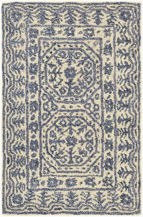 Surya Smithson Handmade 2' X 3' Rug – Luxurious New Zealand Wool, Soft Comfort, Ideal For High Traffic Areas Blue Nz Wool Smi2113-23