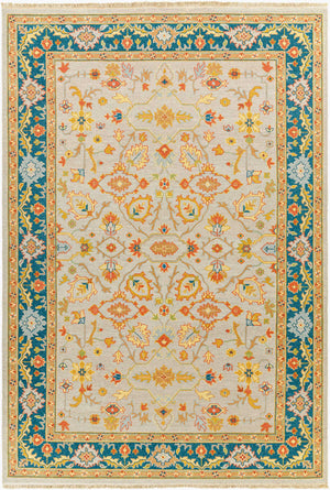 Surya Soumek Hand-made 2' X 3' Elegant New Zealand Wool Rug - Timeless Style For Your Home Décor Teal Wool,Viscose Smk103-23