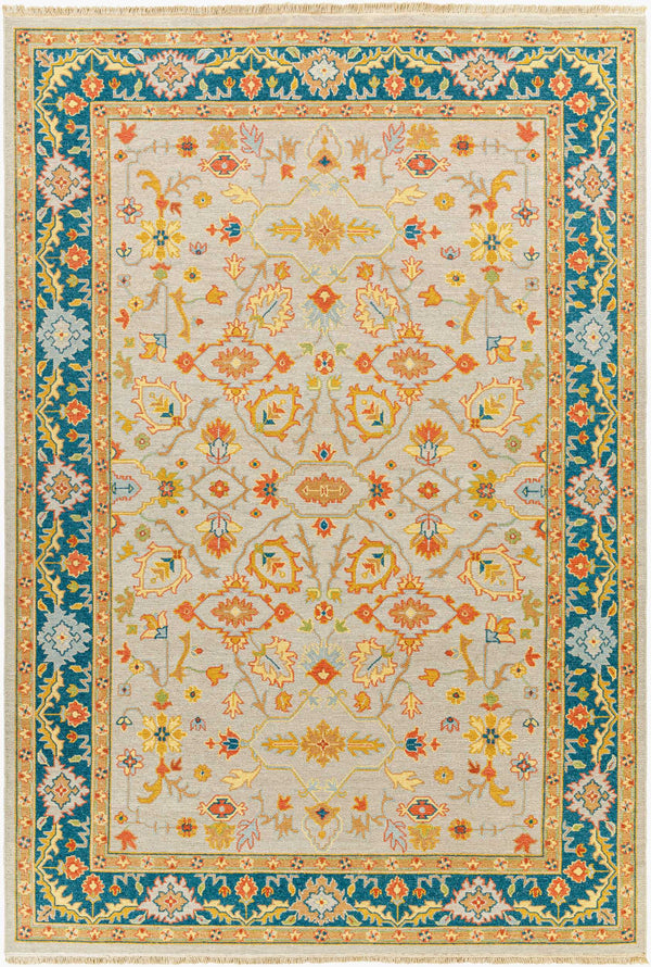 Surya Soumek Hand-made 2' X 3' Elegant New Zealand Wool Rug - Timeless Style For Your Home Décor Teal Wool,Viscose Smk103-23