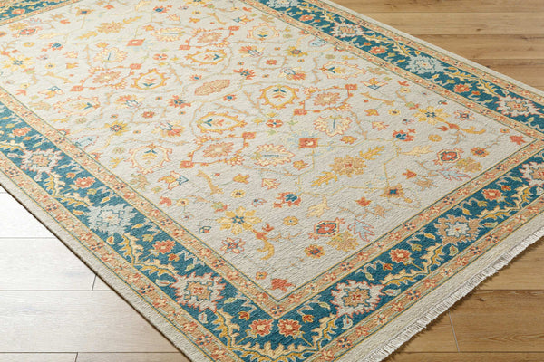 Surya Soumek Hand-made 2' X 3' Elegant New Zealand Wool Rug - Timeless Style For Your Home Décor Teal Wool,Viscose Smk103-23