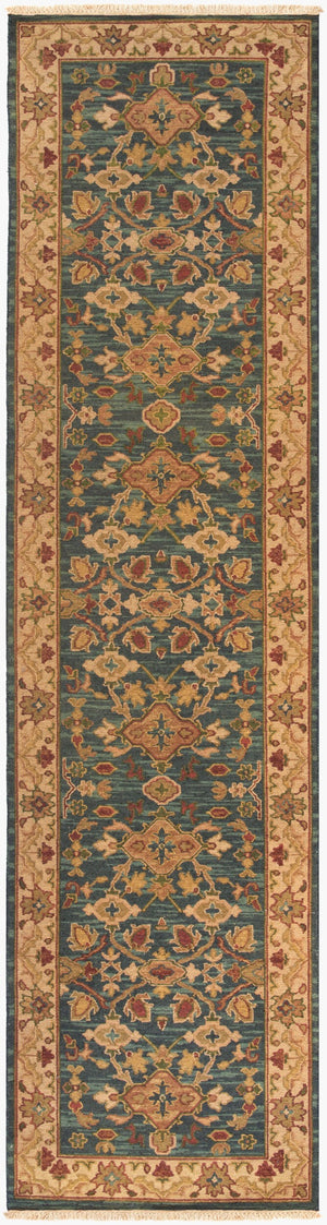 Surya Soumek Hand-made 2' X 3' Elegant New Zealand Wool Rug - Timeless Style For Your Home Décor Deep Teal Nz Wool Smk51-2610