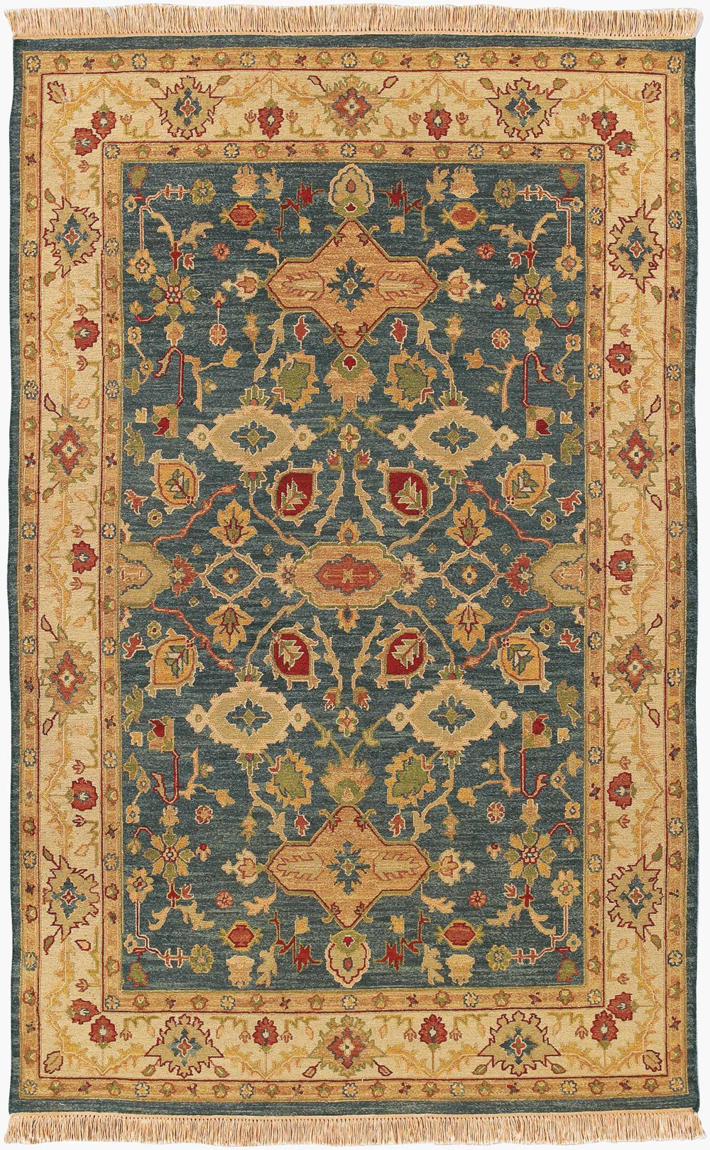 Surya Soumek Hand-made 2' X 3' Elegant New Zealand Wool Rug - Timeless Style For Your Home Décor Deep Teal Nz Wool Smk51-69