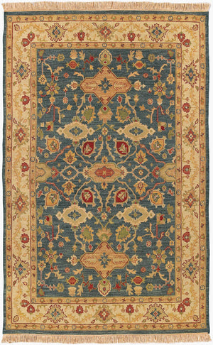 Surya Soumek Hand-made 2' X 3' Elegant New Zealand Wool Rug - Timeless Style For Your Home Décor Deep Teal Nz Wool Smk51-69
