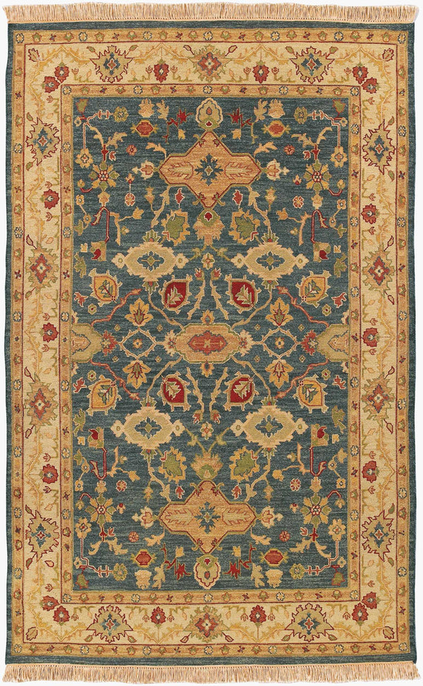 Surya Soumek Hand-made 2' X 3' Elegant New Zealand Wool Rug - Timeless Style For Your Home Décor Deep Teal Nz Wool Smk51-69