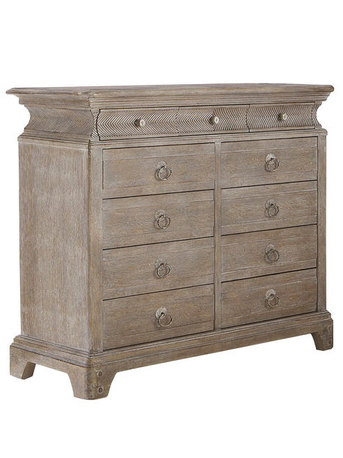 A.R.T. Furniture Summer Creek Light Keeper’S Dresser - Distressed Oak Finish With 11 Drawers & Artisanal Details Gray, Gray Flakey Cathedral Oak Veneer,Parawood Solids 251131-1303