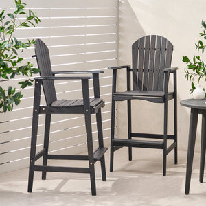 English Elm Outdoor Solid Acacia Wood Adirondack Barstools Set of 2 for Patio Deck Entertaining 61680.00DGRY
