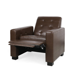 English Elm Christopher Knight Home® - RECLINER ergonomic PU leather lounge chair with plush padding and supportive design for home comfort and style Dark Brown 71978.00PUDBRN