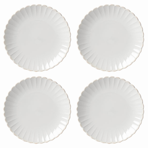 Lenox French Perle Scallop 4-Piece Dinner Plate Set White, WHITE STONEWARE 893547