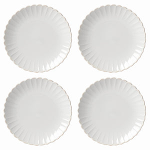 Lenox French Perle Scallop 4-Piece Dinner Plate Set White, WHITE STONEWARE 893547