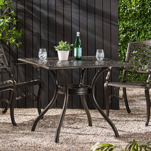 English Elm Christopher Knight Home® - PHOENIX Beaufort Square Table Bronze Aluminum Patio Outdoor Cast Aluminum Hammered Finish Durable 57703.00