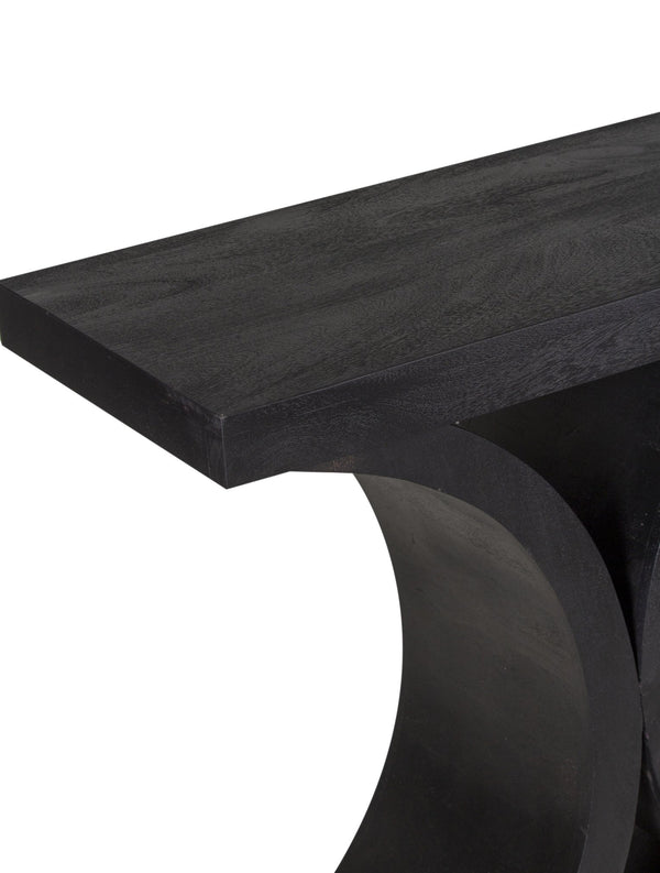 Porter Designs Porter Brockton Solid Mango Wood Console Table - Modern Geometric Design, Rich Black Finish Black Wood 05-108-10-5662