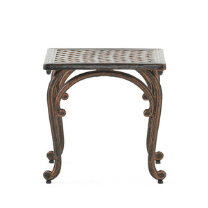 English Elm Laughlin Cast Aluminum Outdoor End Tables Antique Copper Patina Old World Patio Set 54043.00