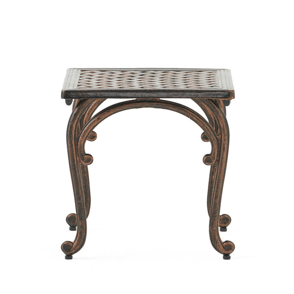 English Elm Laughlin Cast Aluminum Outdoor End Tables Antique Copper Patina Old World Patio Set 54043.00