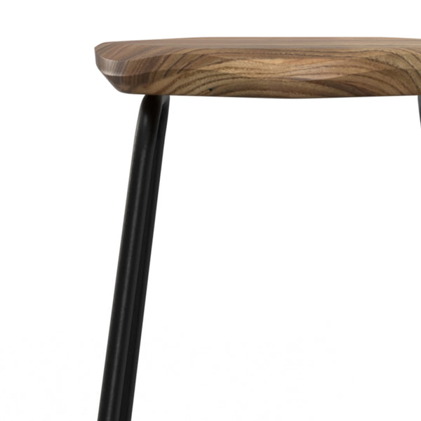 English Elm Orson Saddle Counter Height Stool Set of 2 - Natural Light Brown Saddle Seats, Metal Legs, Industrial Chic B136P159032