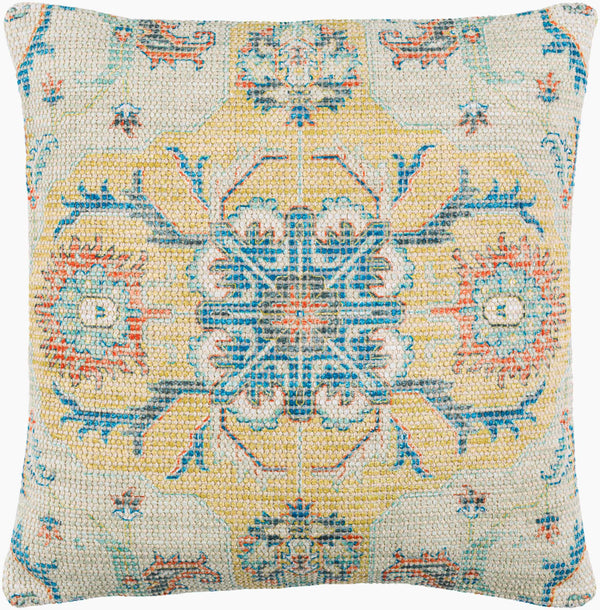 Surya Samsun 18" Bohemian Accent Pillow - Soft Cotton Blend For Chic Home Decor, Spot Clean Only Yellow Cotton,Polyester,Cotton Smu001-1818p