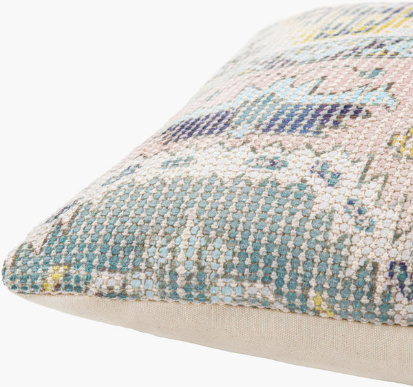 Surya Samsun Bohemian Lumbar Pillow - 14"L X 22"W, Artisan-crafted Cotton Blend, Vibrant Home Decor Accent Dusty Pink Cotton,Polyester,Cotton Smu006-1422