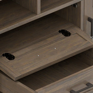 English Elm Ela 72" TV Media Stand Smoky Brown – Solid Wood, Extra-Wide for Up to 80" TVs, X-Shaker Doors, Cord Management B136P158606