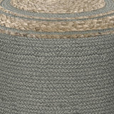Hearth and Haven Tranquilique Multi-functional Round Pouf with Hand Braided Jute B136P159318 Grey