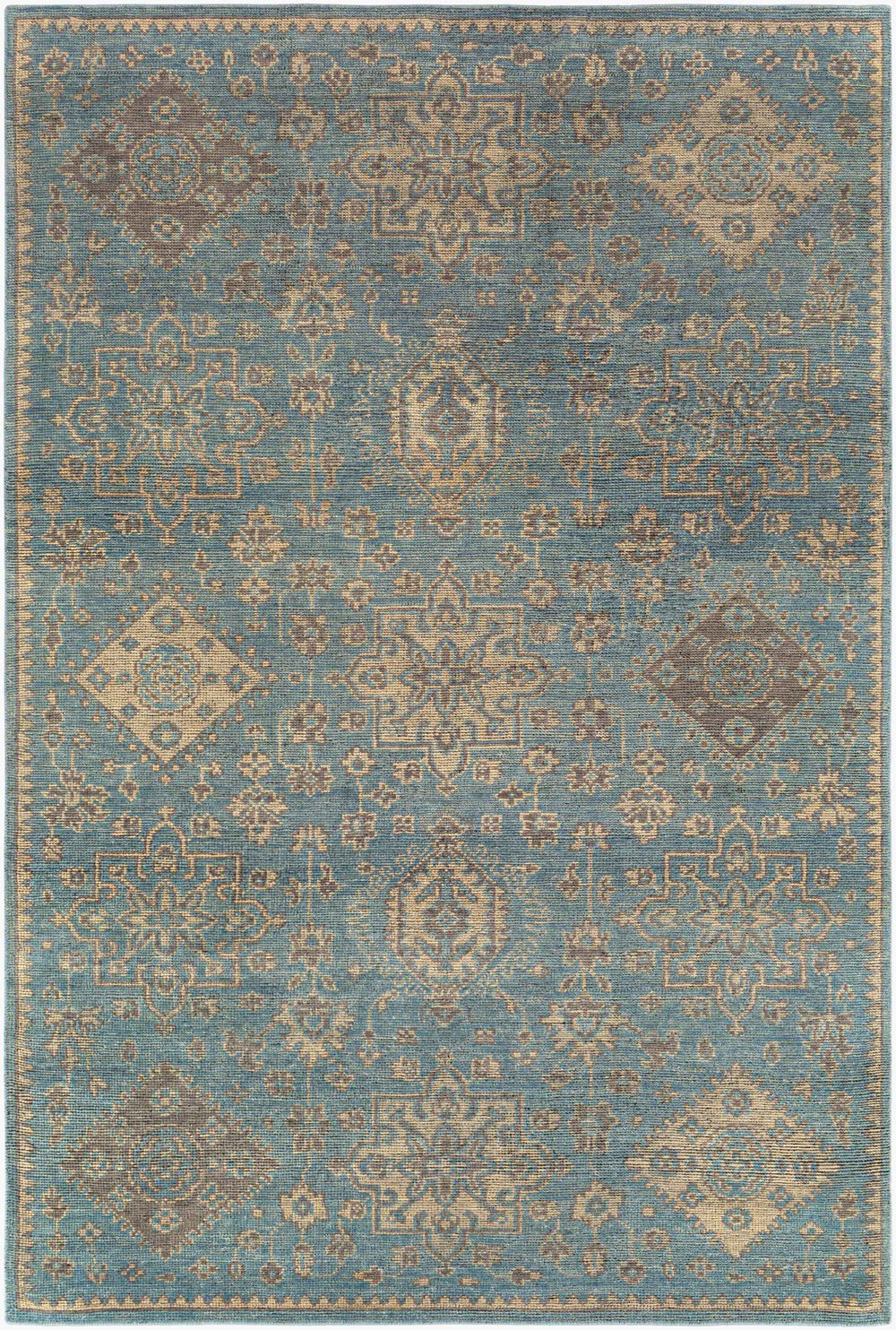 Surya Smyrna Handmade 10' X 14' Luxury Rug - Timeless Elegance In Low Pile Wool, Ideal For Cozy Spaces Light Blue Wool Smy2303-1014