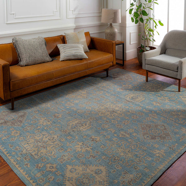Surya Smyrna Handmade 10' X 14' Luxury Rug - Timeless Elegance In Low Pile Wool, Ideal For Cozy Spaces Light Blue Wool Smy2303-1014