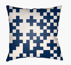Livabliss Scandanavian Woven Polyester Accent Pillow for Modern Minimalist and Contemporary Living Spaces White, Dark Blu 22"L x 22"W SN001-2222
