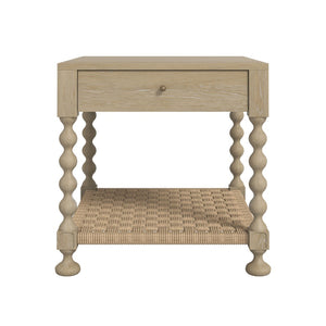 A.R.T. Furniture Haven Rustic End Table with Rattan Shelf, Natural Sun Oak Finish, Stylish Storage & Versatile Design 339304-2325