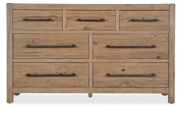 Hooker Furniture Vineyard Seven-Drawer Dresser In Sonoma Pecky Hickory & White Oak — Cedar-Lined, Felt-Lined, Rustic Crafted 6952-90002-80