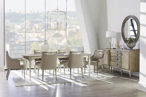 A.R.T. Furniture Cove Rectangular Dining Table With Elegant Primavera Veneers – Extends 78 To 122 Inches, Seats 8! Grey Rubberwood Solids,Primavera Veneer,Metal 349220-2743