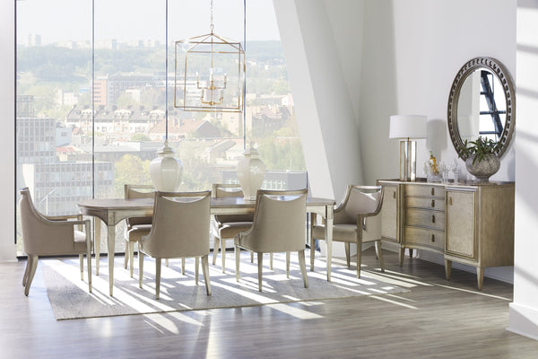 A.R.T. Furniture Cove Rectangular Dining Table With Elegant Primavera Veneers – Extends 78 To 122 Inches, Seats 8! Grey Rubberwood Solids,Primavera Veneer,Metal 349220-2743