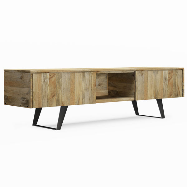 English Elm Lowry - Handcrafted 72" Tv Media Stand In Natural Wood With Metal Legs & Ample Storage Solutions B136P158887