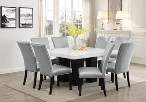 English Elm Steve Silver - Camila Silver PU Dining Chairs (Set of 2) - Stylish Faux Leather, Nailhead Trim, Floor Glides, 41.75" B081P157868