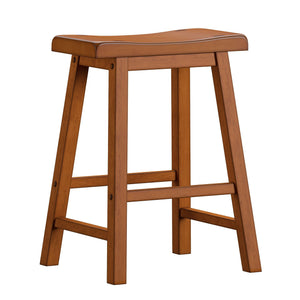 Homelegance By Top-Line Barrett Saddle Seat Counter Height Backless Stools (Set of 2) Oak Rubberwood