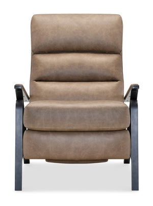 Hooker Furniture Elixir Semi-Aniline Leather Power Recliner With Usb, Channeled Back & Gunmetal Frame For Modern Rooms Brown RC425-PH-084