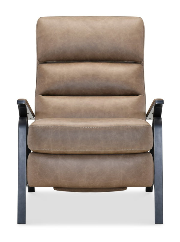 Hooker Furniture Elixir Semi-Aniline Leather Power Recliner With Usb, Channeled Back & Gunmetal Frame For Modern Rooms Brown RC425-PH-084