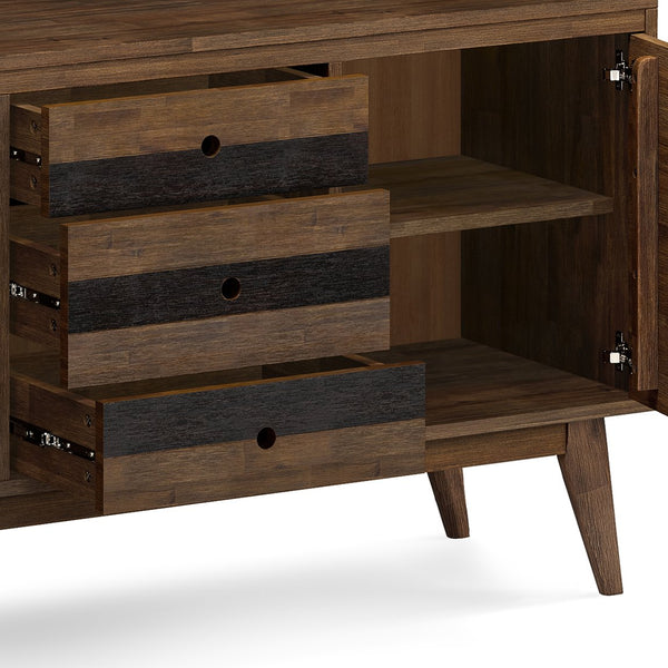 English Elm Clarkson Solid Acacia Sideboard Buffet in Rustic Aged Brown — 3 Drawers, 2 Adjustable Shelves, Mid-Century Storage B136P158777