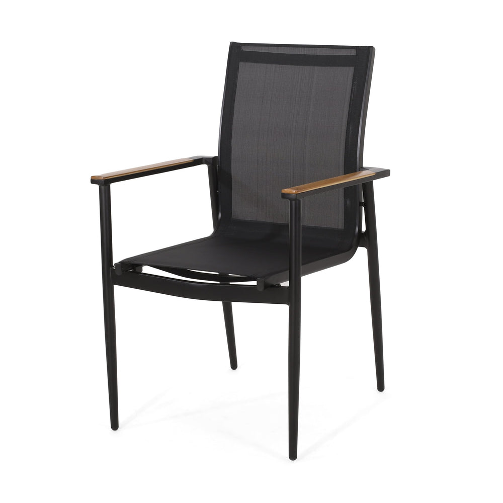 English Elm Christopher Knight Home® - BARRINGTON Dining Chair Natural - Weather-Resistant Aluminum Frame, Mesh Seating & Faux Wood AccentsBARRINGTON Dining Chair Natural - Weather-Resistant Aluminum Frame, Mesh Seating & Faux Wood Accents 73636.00BLK