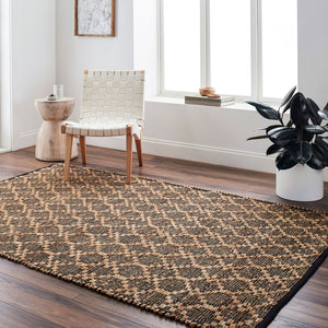 Livabliss Selanik Handwoven Cotton Jute Flatweave Runner Rug for Hallways and Entryways Beige, Black 8' x 10' SNK2301-810