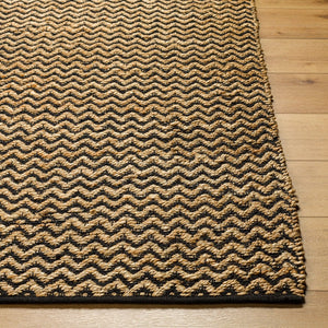 Livabliss Selanik Handwoven Jute Cotton Flatweave Runner Rug for Hallways and Entryways Beige, Black 5' x 7'6" SNK2302-576