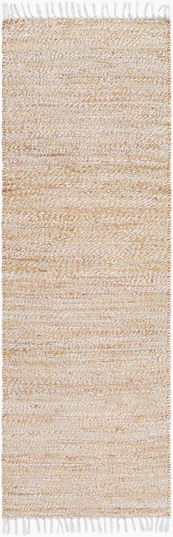 Livabliss Selanik Handwoven Cotton Jute Flatweave Runner Rug for Hallways and Entryways Camel, White 2'6" x 8' SNK2305-268