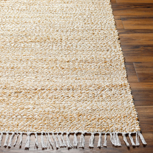 Livabliss Selanik Handwoven Cotton Jute Flatweave Runner Rug for Hallways and Entryways Camel, White 6' x 9' SNK2305-69