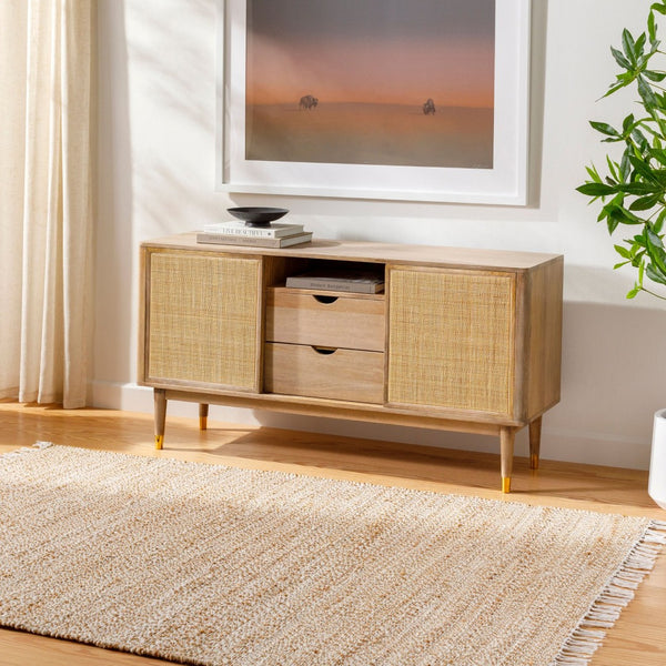 Livabliss Selanik Handwoven Cotton Jute Flatweave Runner Rug for Hallways and Entryways Camel, White 6' x 9' SNK2305-69