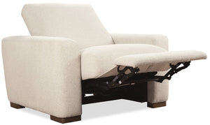 Hooker Furniture Optimus Small Power Recliner In Matera Pearl Performance Fabric — Power Headrest, Compact Comfort, Transitional Style SS925-PH1-405-S