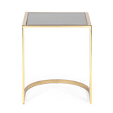 Christopher Knight Home® - Noble House - Biorn Modern Glam Handcrafted Glass Top C-Shaped Side Table, Black and Brass